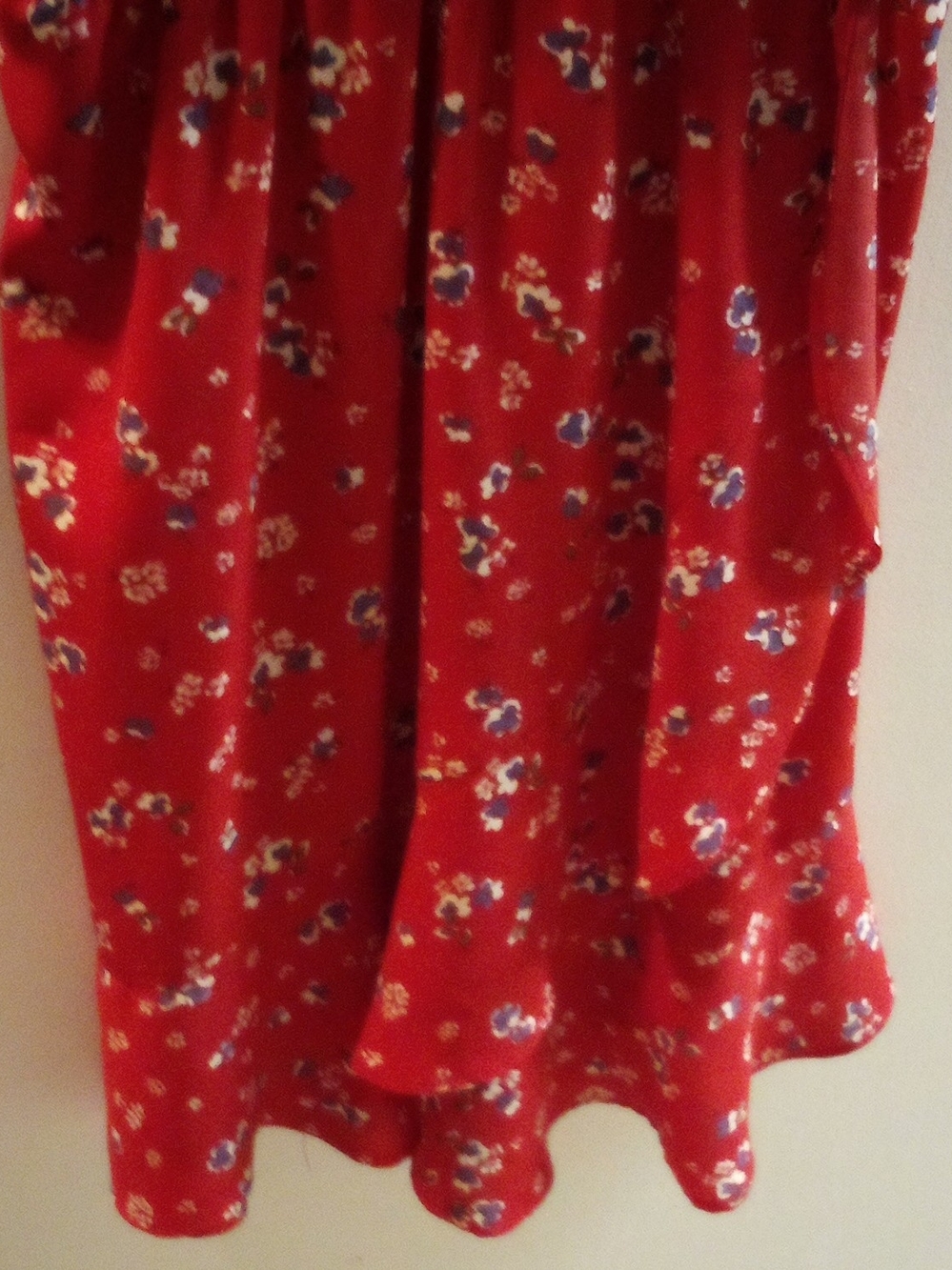 Dex Red Floral Circle Skirt with Blue & White Details
